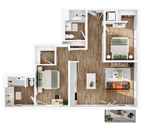 Floor plan for 4 beds, 4 baths, 290 sqft